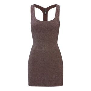 NWT SKIMS Glitter Swim Metallic Dress Medium Cocoa (SW-DRS-0111)